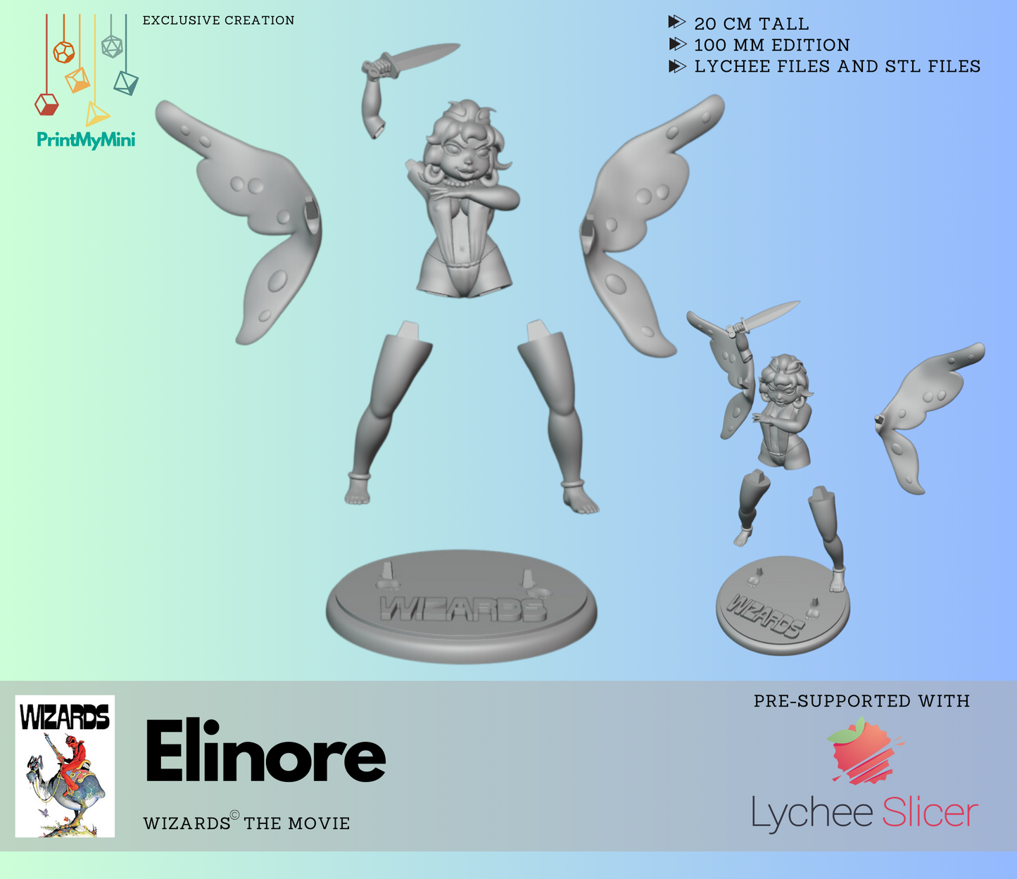 Elinore from Wizards (tm) - Figures for adults to collect and paint! (DIGITAL 3D PRINTING EDITION)