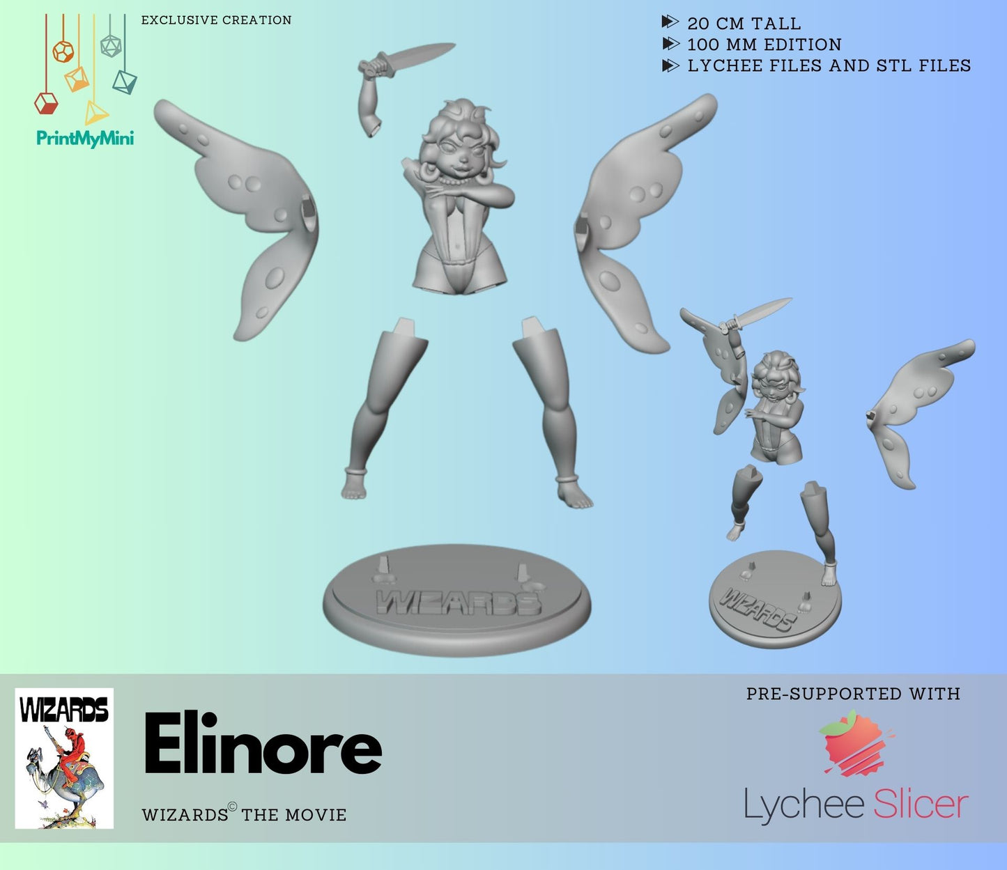 Elinore from Wizards (tm) - Figures for adults to collect and paint! (DIGITAL 3D PRINTING EDITION)