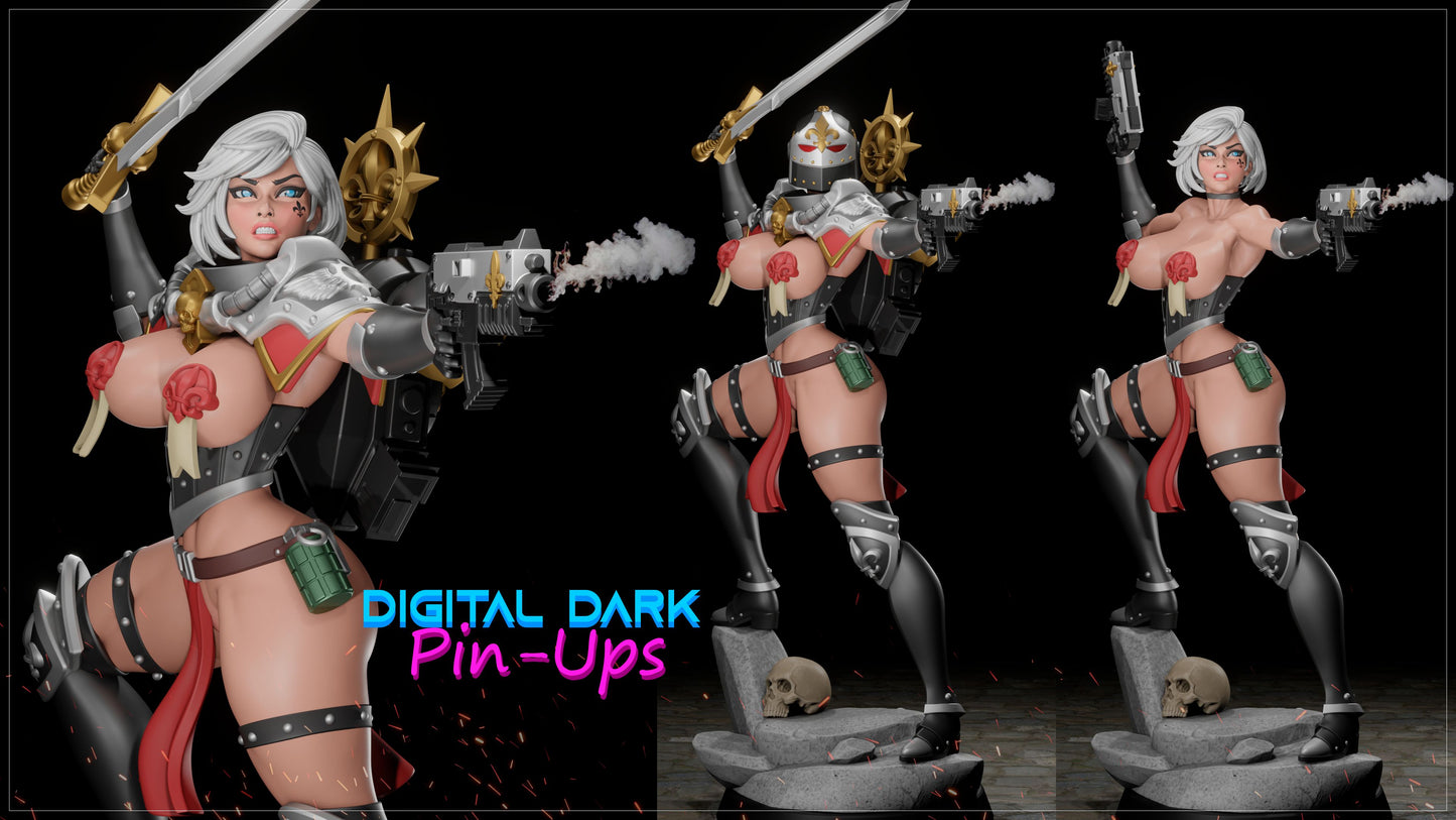 Battle Sister # 2 Warhammer 40,000 (ADULT  Including FUTA editions now available) - Fan Created Art and Sculpture - Female Adult Figurine for collecting, painting and showing off! Digital Dark Pinup January 2024 RELEASE