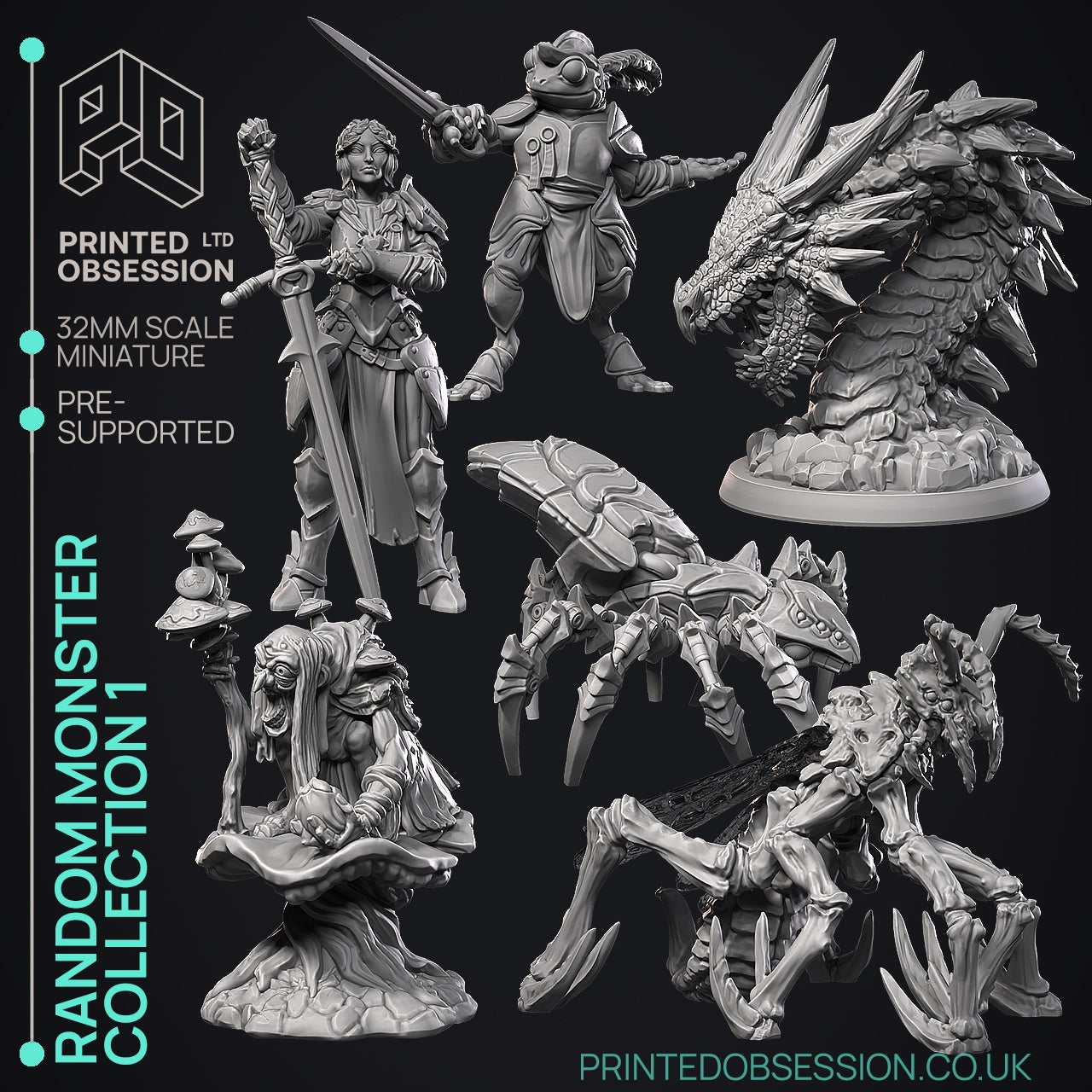 Random Monsters - The Printed Obsession - Table-top mini, 3D Printed Collectable for painting and playing!