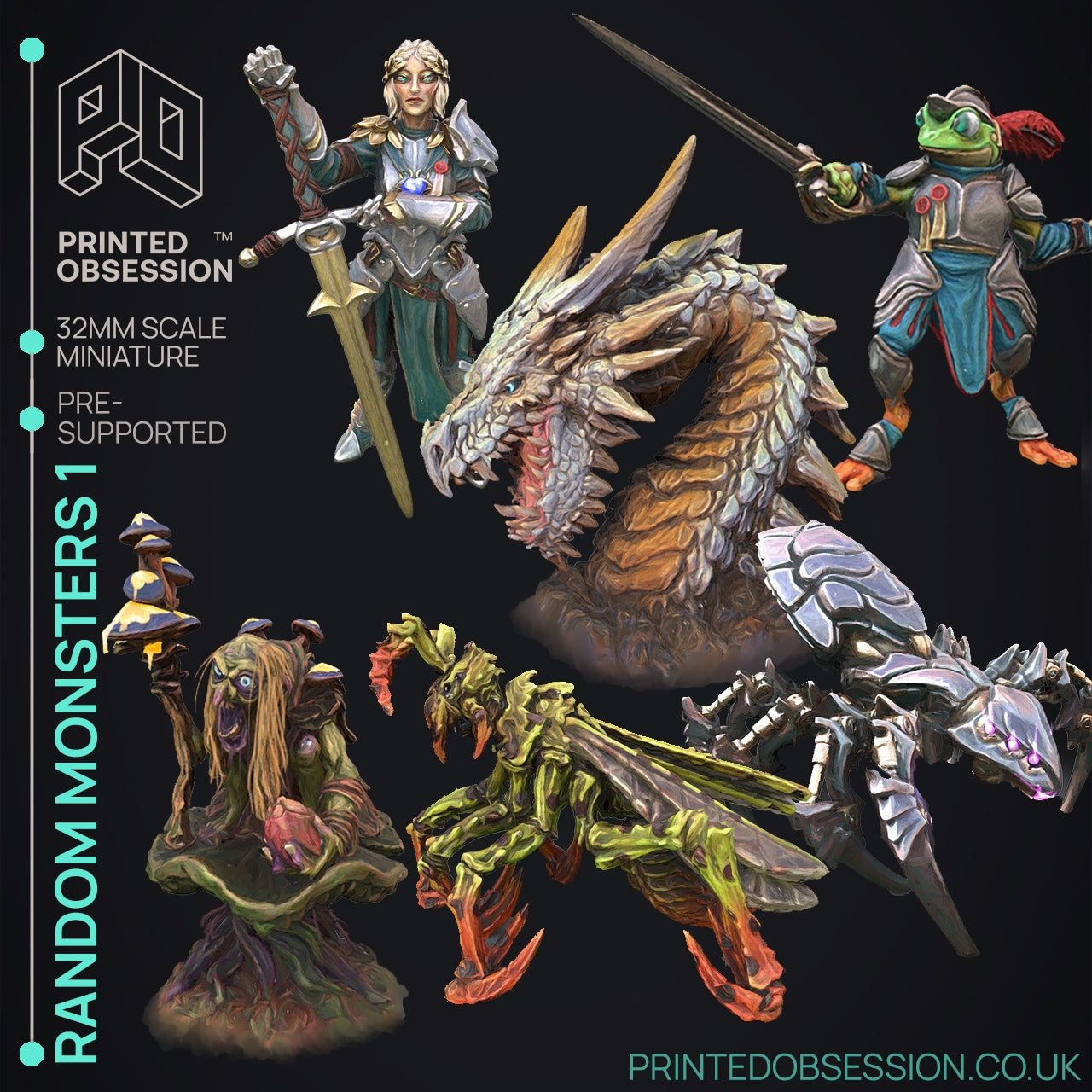Random Monsters - The Printed Obsession - Table-top mini, 3D Printed Collectable for painting and playing!