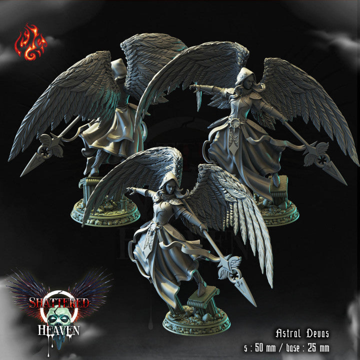 Astral Devas - Shattered Heaven - from Crippled God Foundry - Table-top gaming mini and collectable for painting.