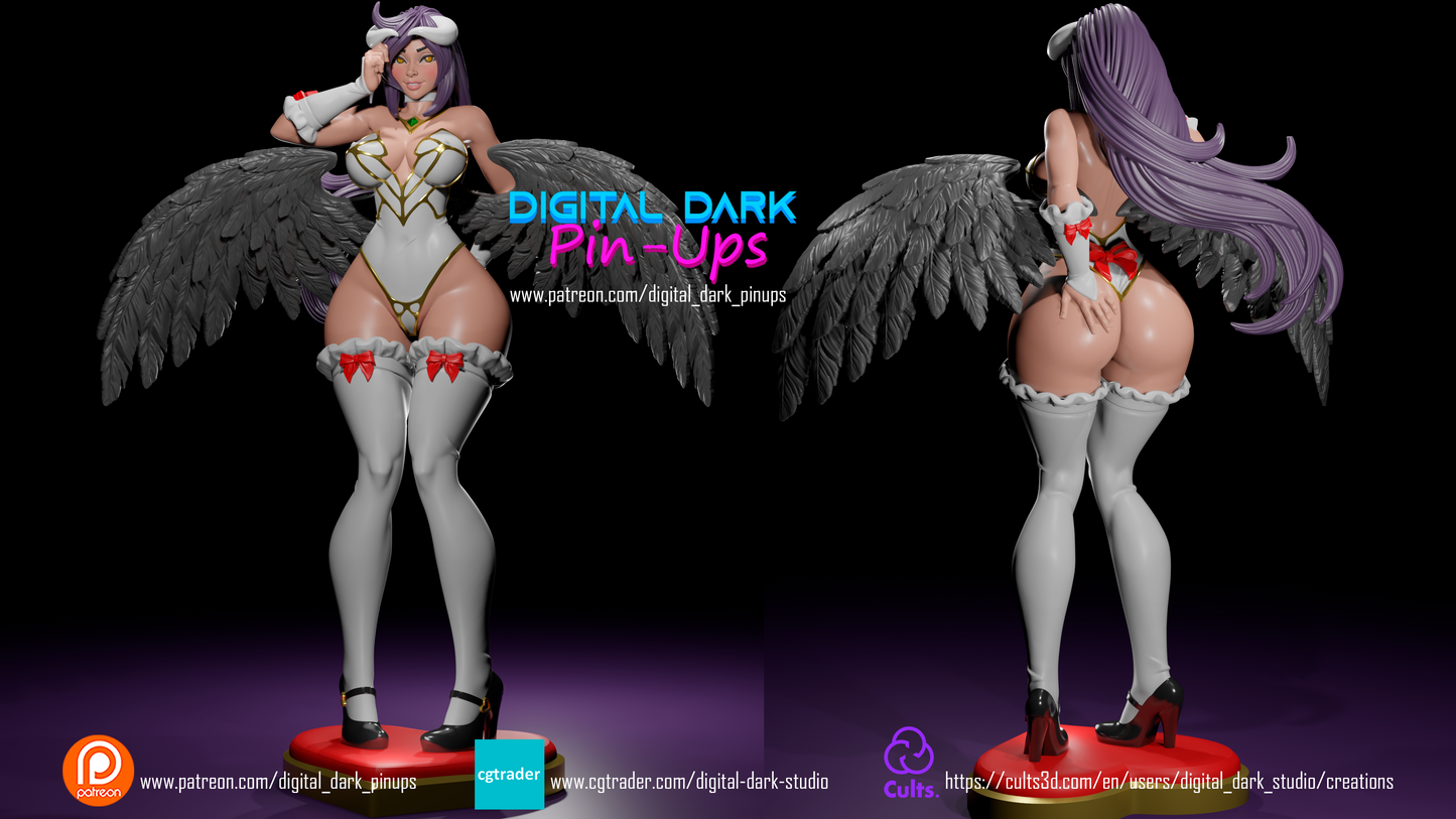 Albedo Overlord - Female Adult Figurine for collecting, painting and showing off! Digital Dark Pinup Classic