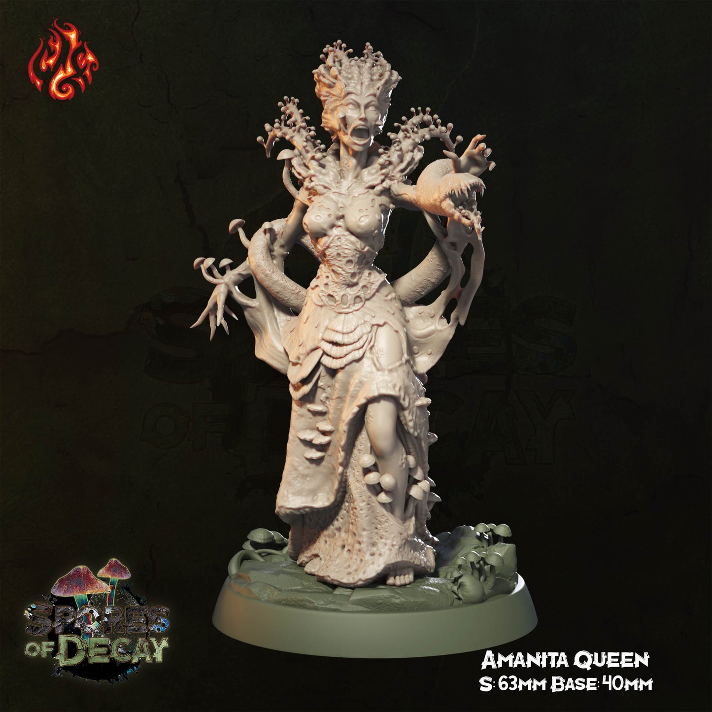 Spores of Decay - Amanita Queen -  from Crippled God Foundry - Table-top gaming mini and collectable for painting.