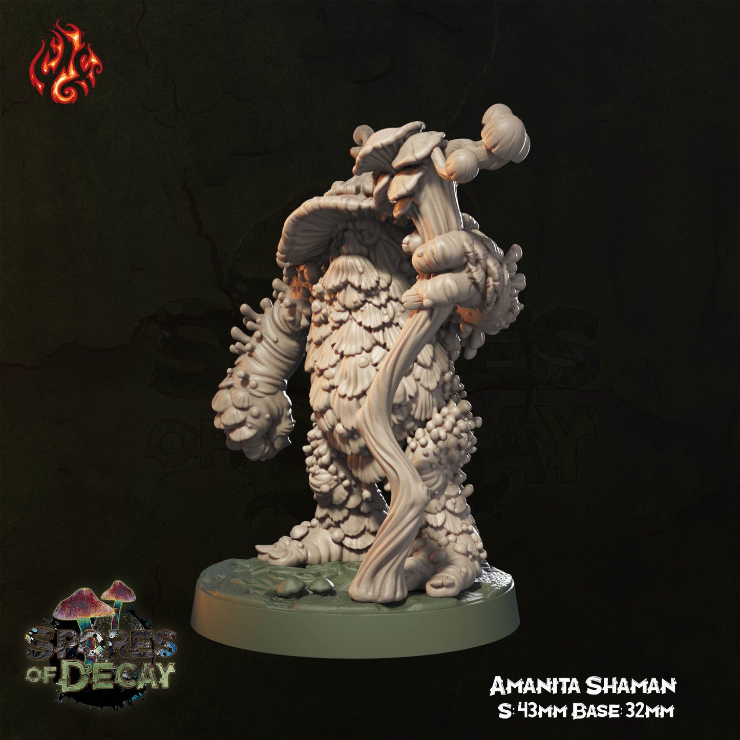 Spores of Decay - Amanita Shaman -  from Crippled God Foundry - Table-top gaming mini and collectable for painting.