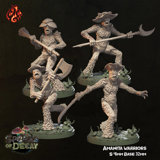 Spores of Decay - Amanita Warriors -  from Crippled God Foundry - Table-top gaming mini and collectable for painting.