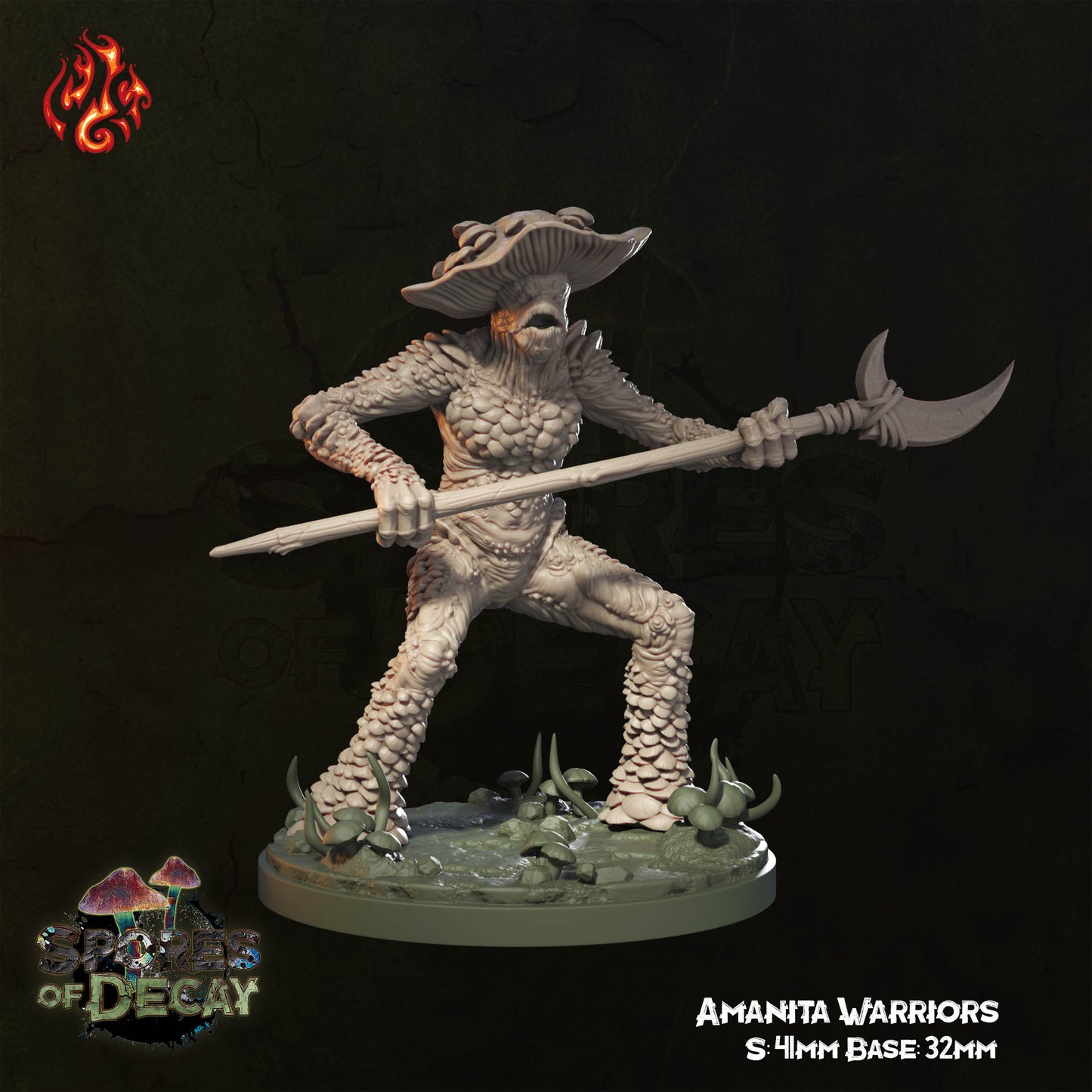 Spores of Decay - Amanita Warriors - from Crippled God Foundry - Table-top gaming mini and collectable for painting.