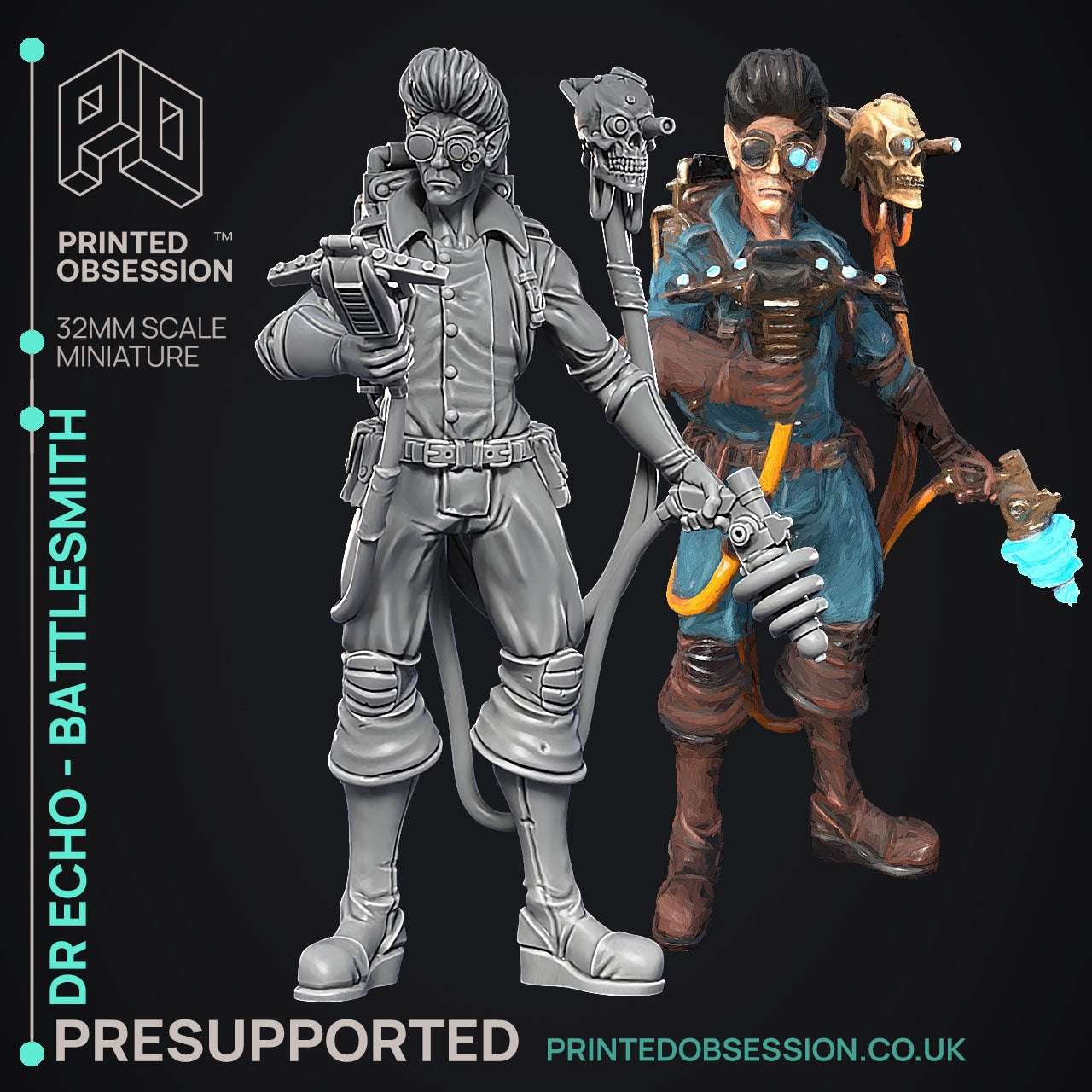 The Ghast Busters Dr. Echo - The Printed Obsession - Table-top mini, 3D Printed Collectable for painting and playing!