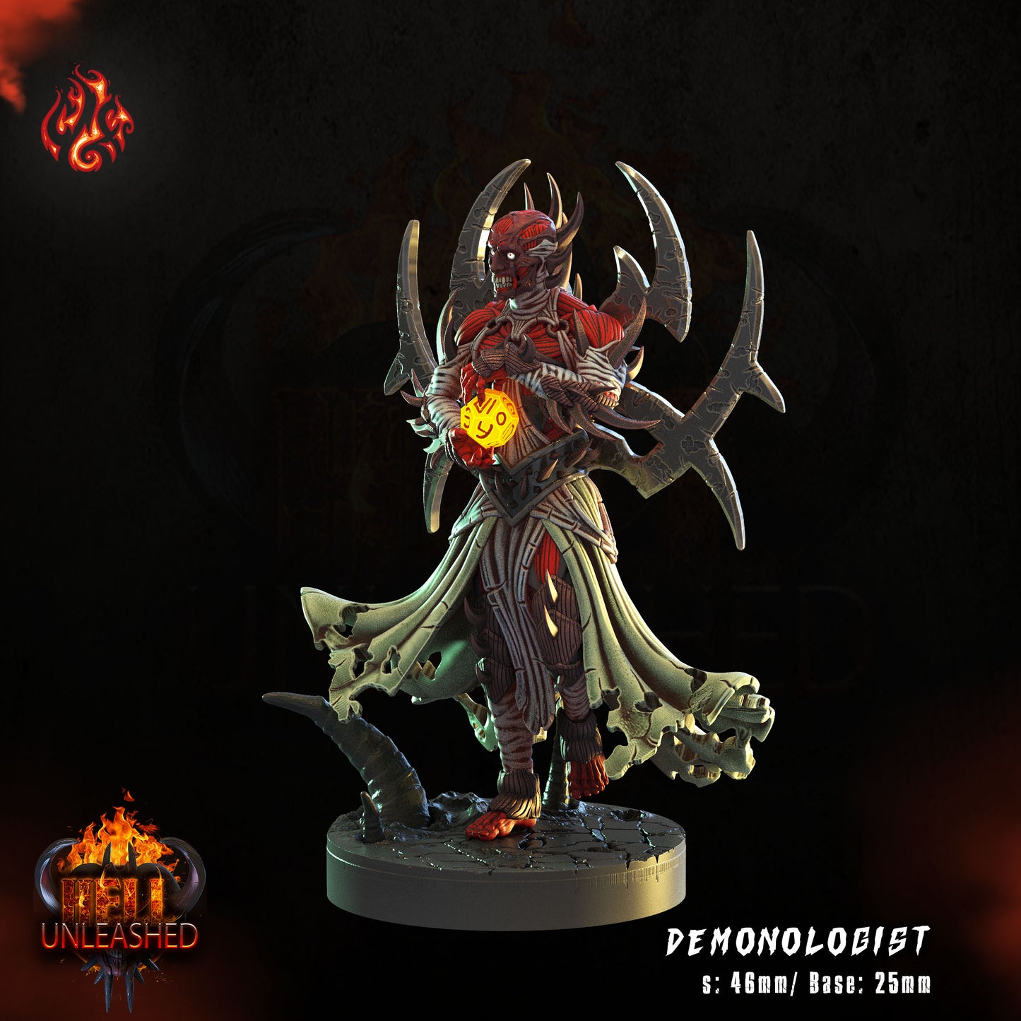 Demonologist - Hell Unleashed Series from Crippled God Foundry - Table-top gaming mini and collectable for painting.