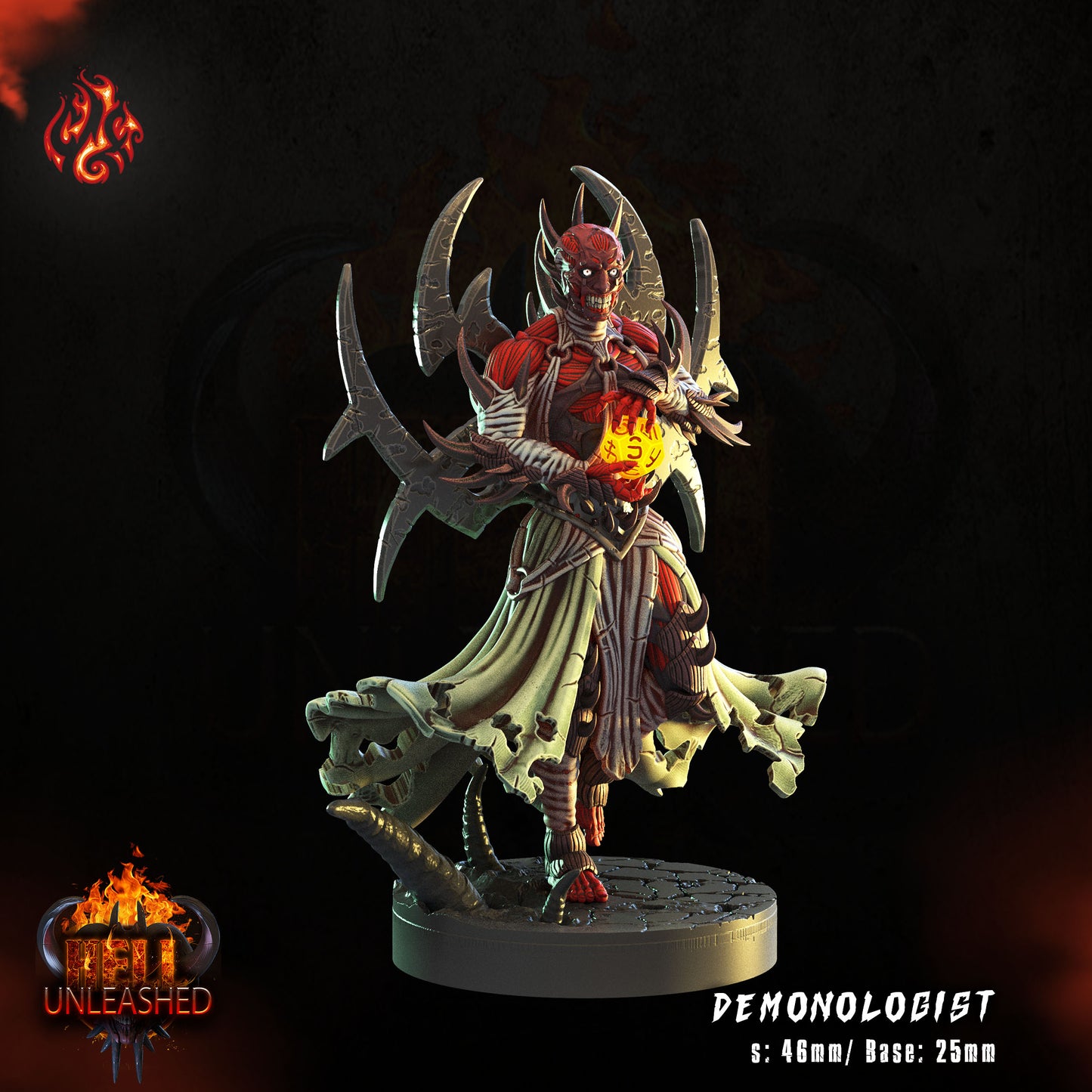 Demonologist - Hell Unleashed Series from Crippled God Foundry - Table-top gaming mini and collectable for painting.