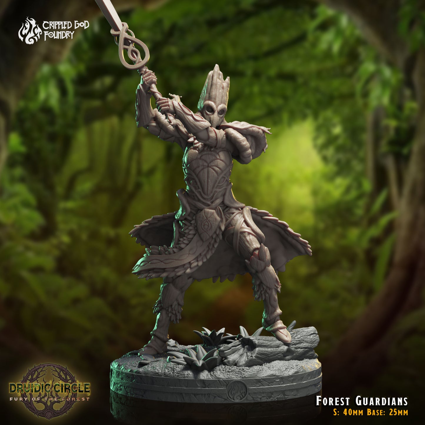 Druidic Circle Fury of the Forest - from Crippled God Foundry - Table-top gaming mini and collectable for painting.