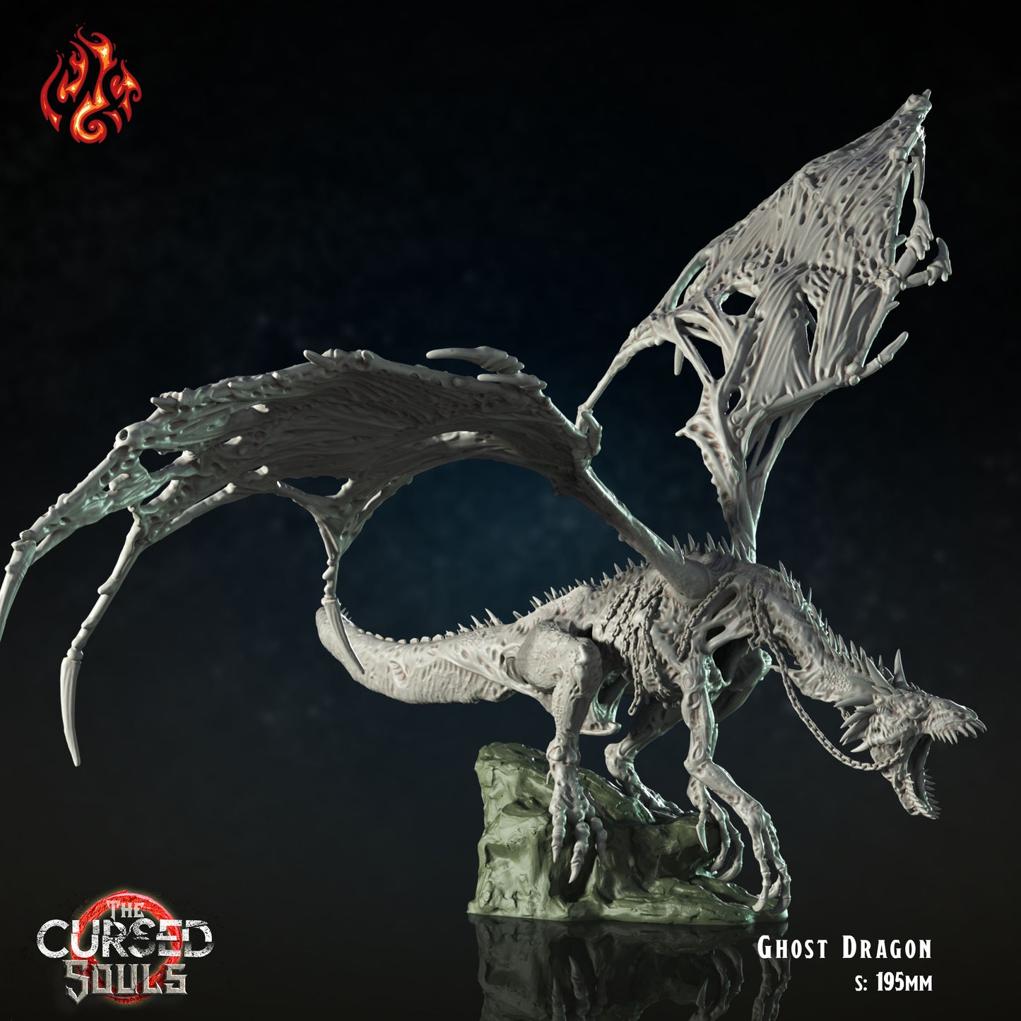 Ghost Dragon - The Cursed Souls - from Crippled God Foundry - Table-top gaming mini and collectable for painting.