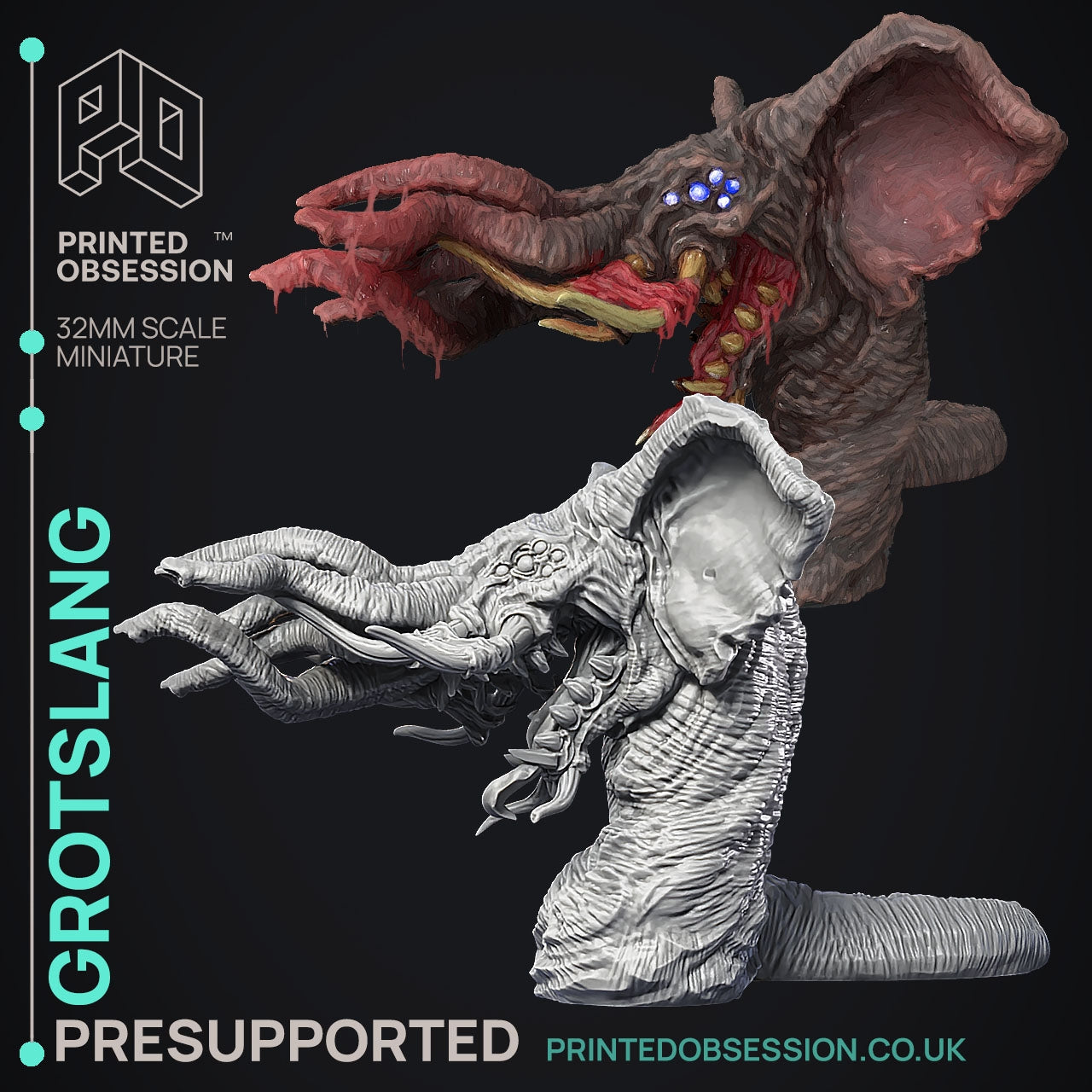 Grotslang - The Dark Wood Cryptids - The Printed Obsession - Table-top mini, 3D Printed Collectable for painting and playing!