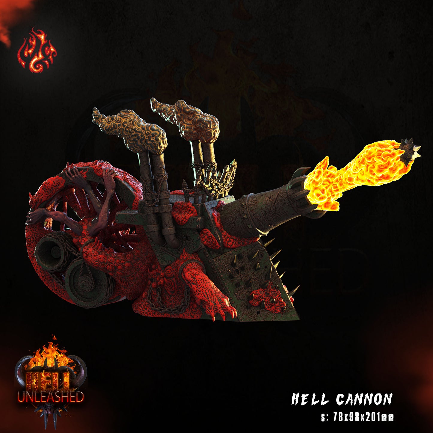 Hell Cannon - Hell Unleashed Series from Crippled God Foundry - Table-top gaming mini and collectable for painting.