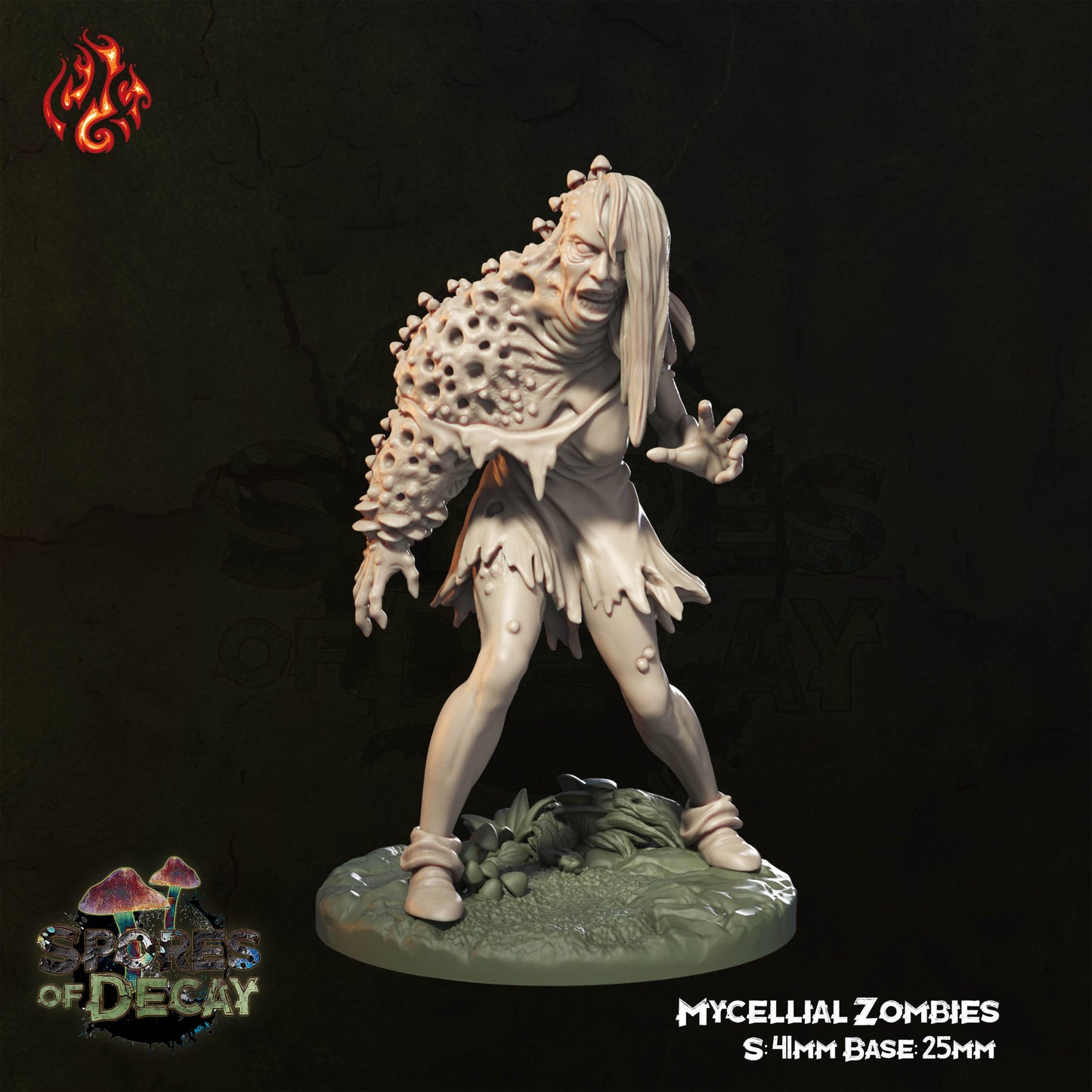 Spores of Decay - Mycellial Zombies -  from Crippled God Foundry - Table-top gaming mini and collectable for painting.