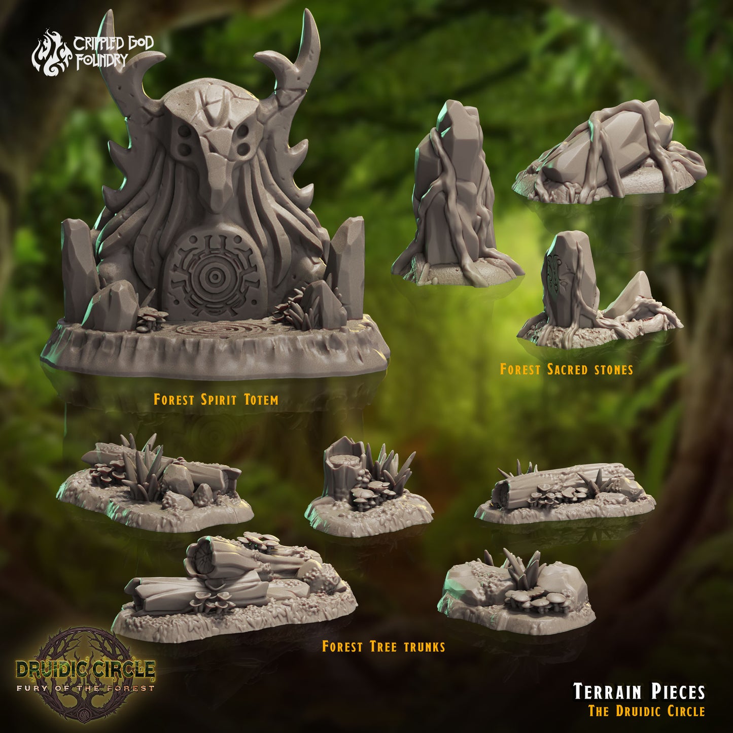 Druidic Circle Fury of the Forest - from Crippled God Foundry - Table-top gaming mini and collectable for painting.
