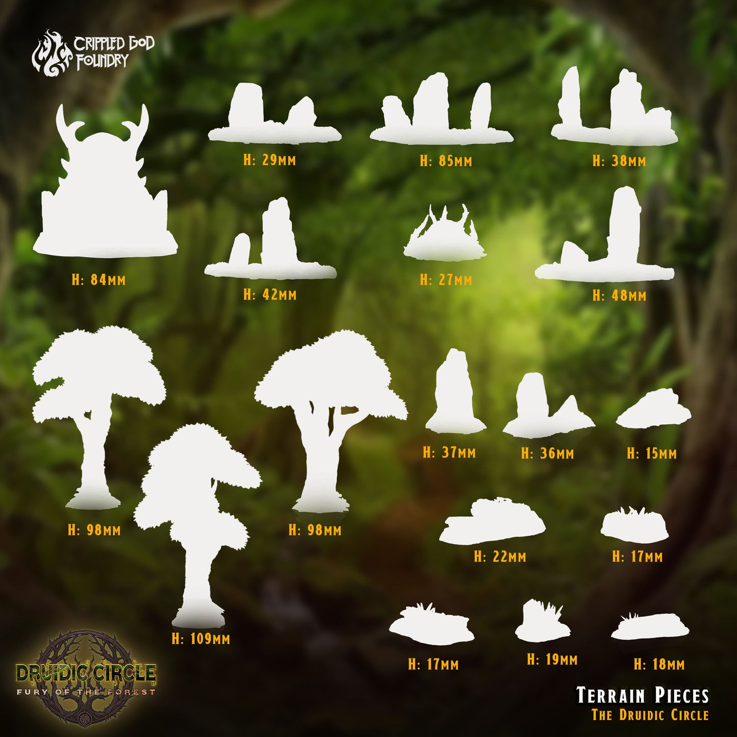 Druidic Circle Fury of the Forest - from Crippled God Foundry - Table-top gaming mini and collectable for painting.