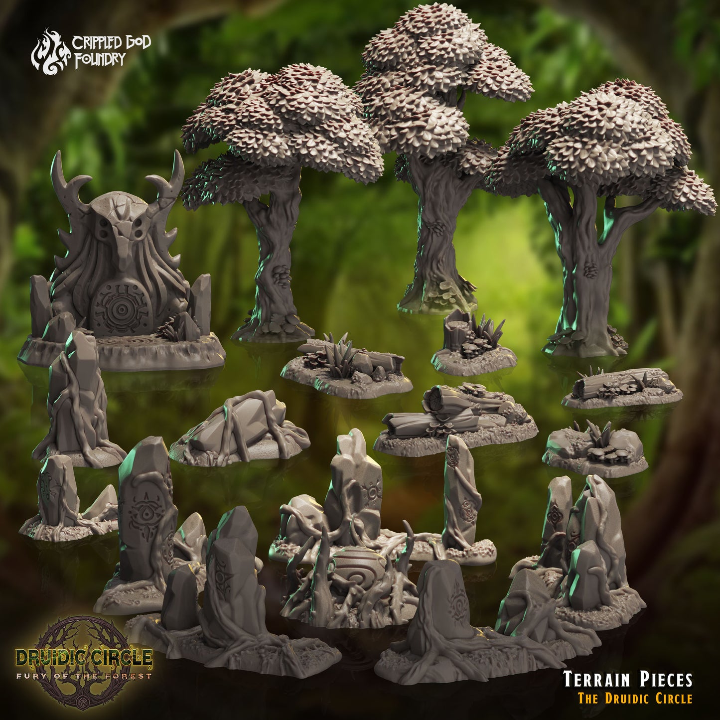 Druidic Circle Fury of the Forest - from Crippled God Foundry - Table-top gaming mini and collectable for painting.