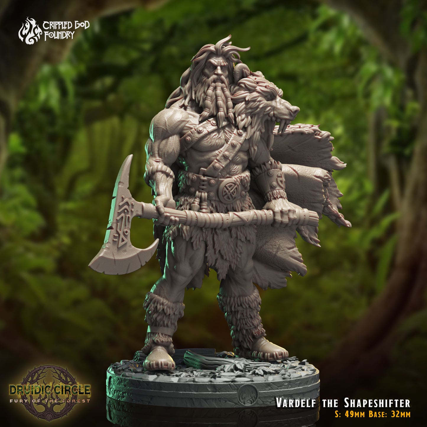 Druidic Circle Fury of the Forest - from Crippled God Foundry - Table-top gaming mini and collectable for painting.