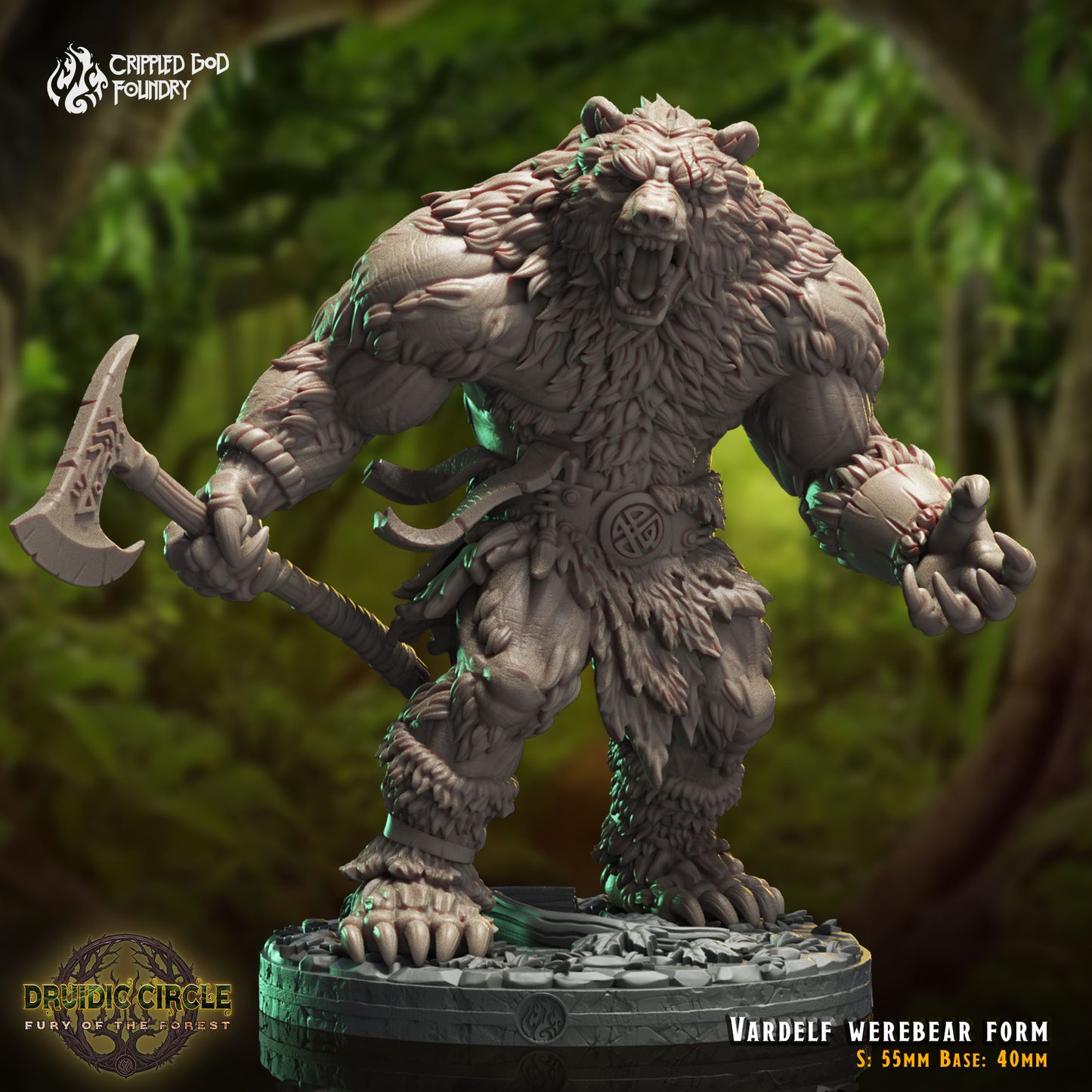 Druidic Circle Fury of the Forest - from Crippled God Foundry - Table-top gaming mini and collectable for painting.
