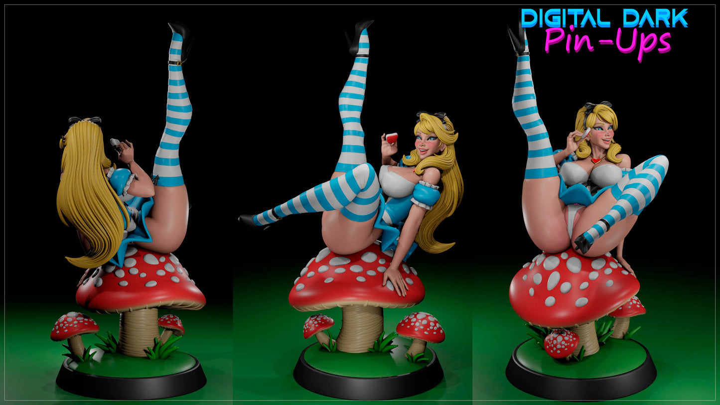 Alice Fan Art (ADULT Including FUTA editions now available) - Fan Created Art and Sculpture - Female Adult Figurine for collecting, painting and showing off! Digital Dark Pinup
