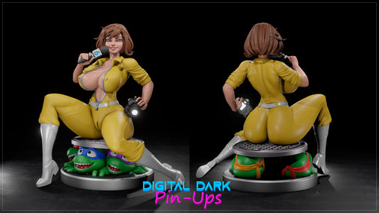 April O'Neil : Teenage Mutant Ninja Turtles (ADULT) - Fan Created Art and Sculpture - Female Adult Figurine for collecting, painting and showing off! Digital Dark Pinup December 2023 RELEASE