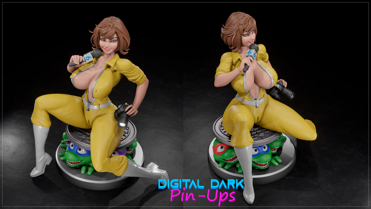 April O'Neil : Teenage Mutant Ninja Turtles (ADULT) - Fan Created Art and Sculpture - Female Adult Figurine for collecting, painting and showing off! Digital Dark Pinup December 2023 RELEASE