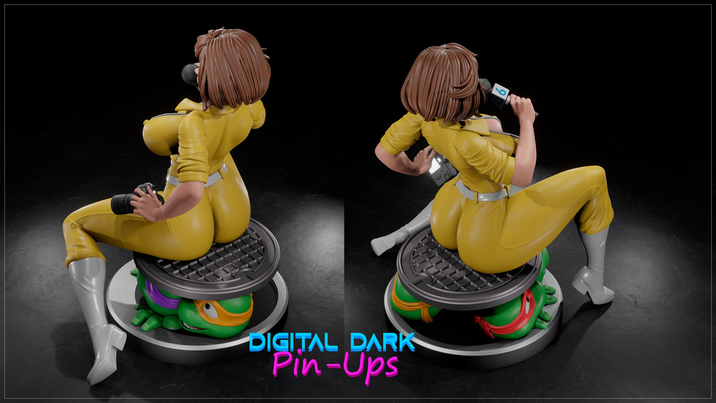 April O'Neil : Teenage Mutant Ninja Turtles (ADULT) - Fan Created Art and Sculpture - Female Adult Figurine for collecting, painting and showing off! Digital Dark Pinup December 2023 RELEASE