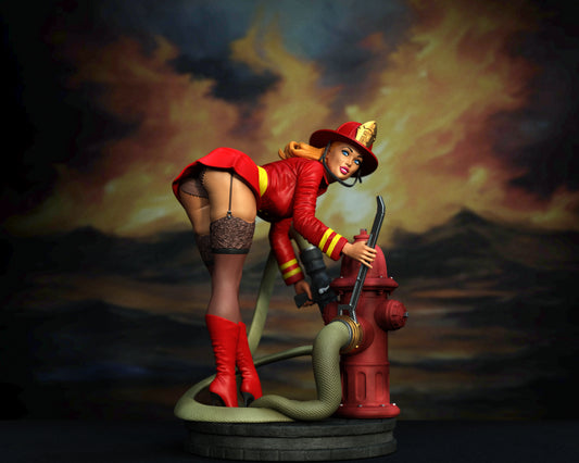 Fire Brigade Pin-up style Figurine Model Kit for collecting, building and painting for Adults
