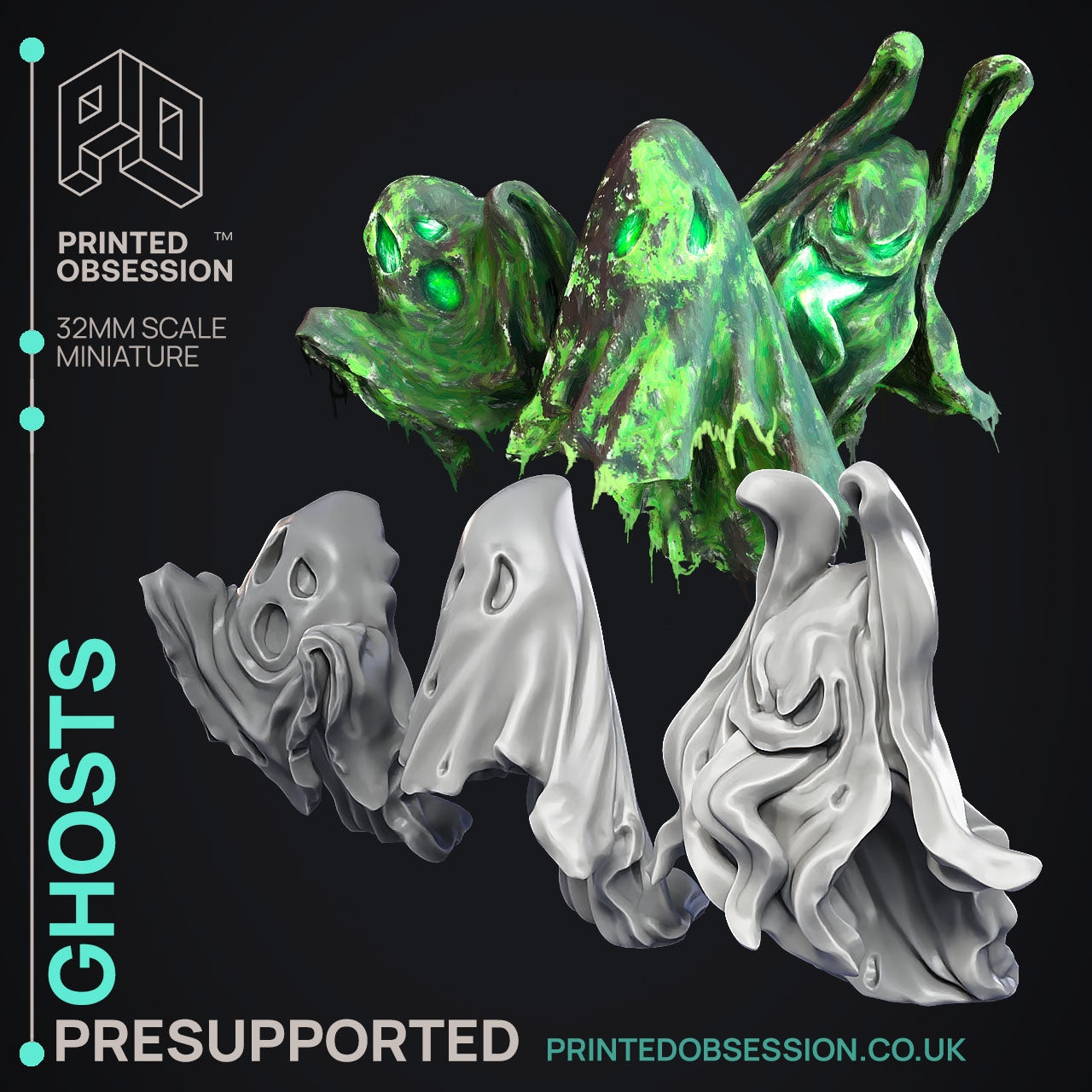 The Ghast Busters Ghosts - The Printed Obsession - Table-top mini, 3D Printed Collectable for painting and playing!