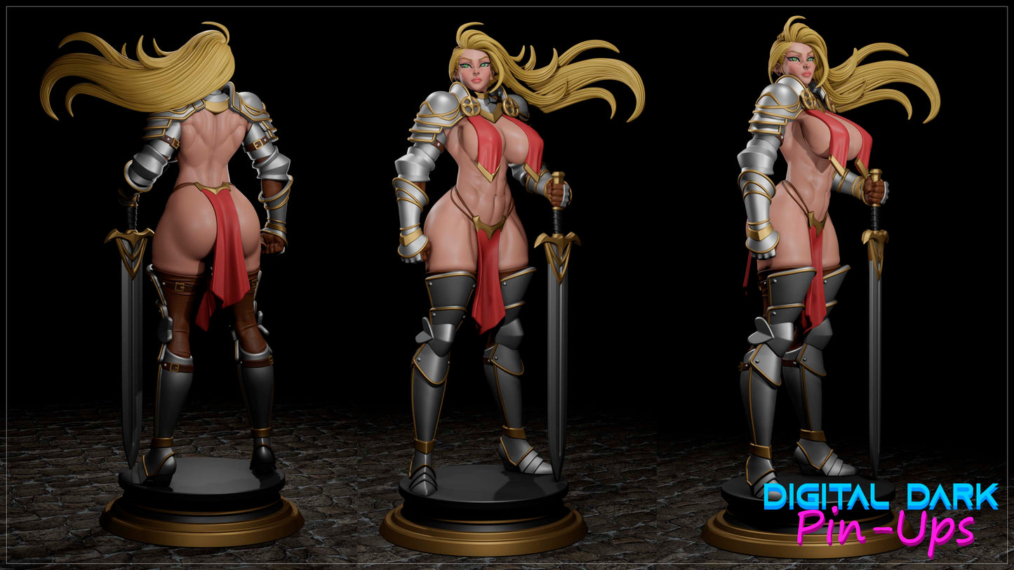 The Knight (ADULT Including FUTA editions now available) - Fan Created Art and Sculpture - Female Adult Figurine for collecting, painting and showing off! Digital Dark Pinup
