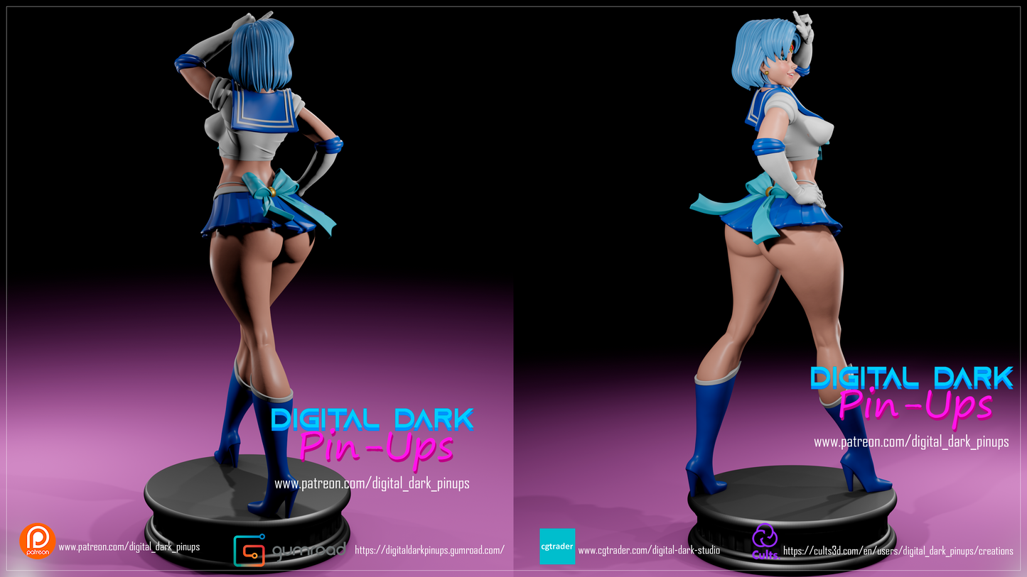 Sailor Mercury (May Release 2023) - Female ADULT hobby kit FUTA editions are now available for all ADULT figures Figurine for collecting, painting and showing off! Digital Dark Pinup Classic