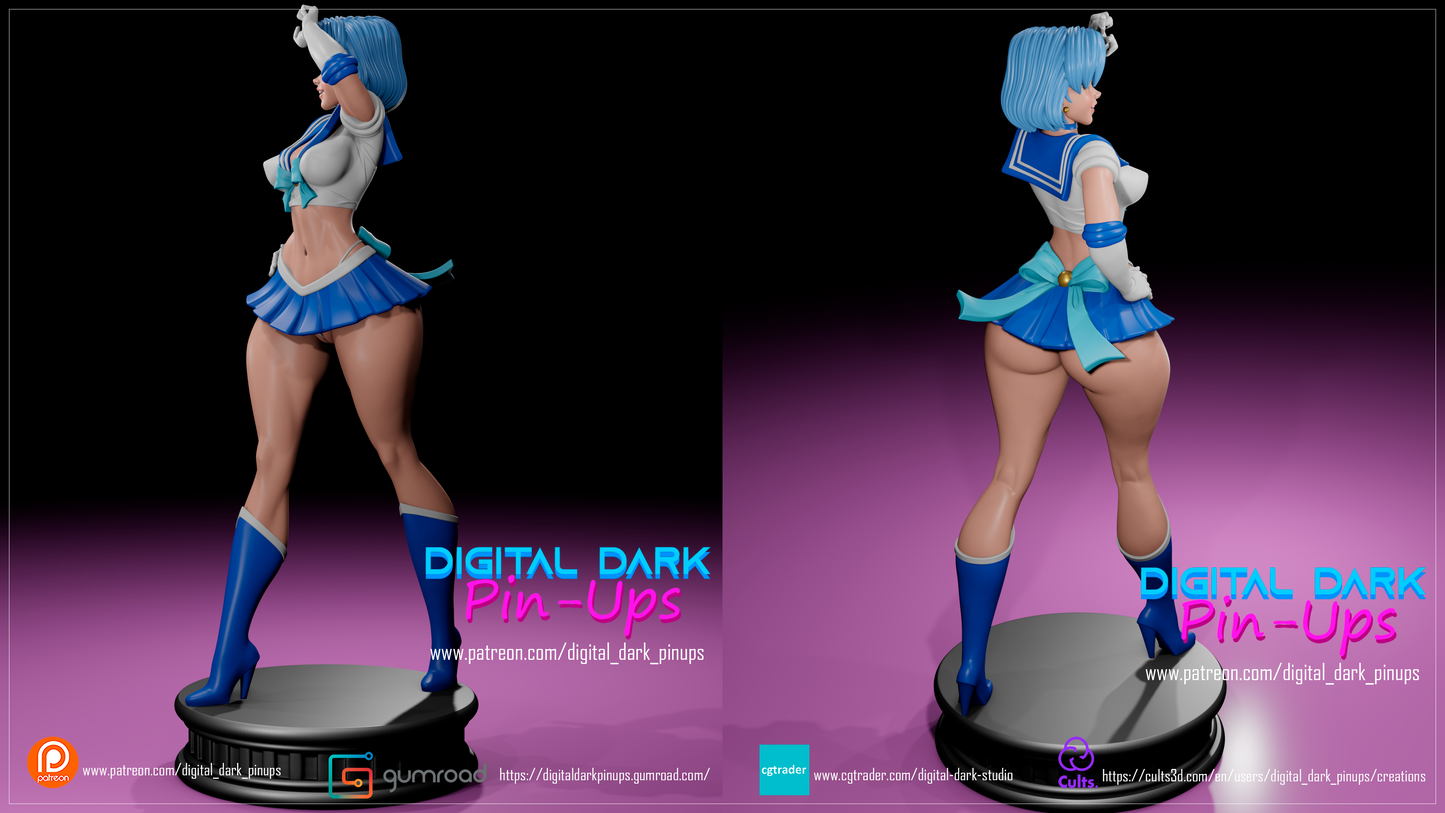Sailor Mercury (May Release 2023) - Female ADULT hobby kit FUTA editions are now available for all ADULT figures Figurine for collecting, painting and showing off! Digital Dark Pinup Classic