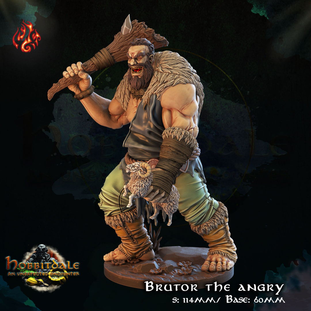 Hobbitdale - Brutor The Angry 100mm from Crippled God Foundry - Table-top gaming mini and collectable for painting.