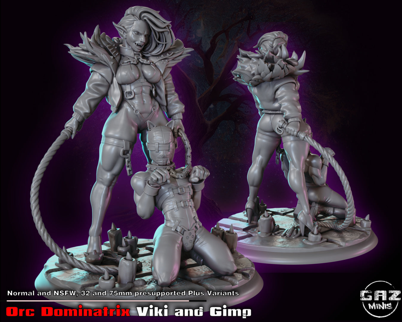 Orc Dominatrix Viki and Gimp from GAZ Minis (January2024 release)