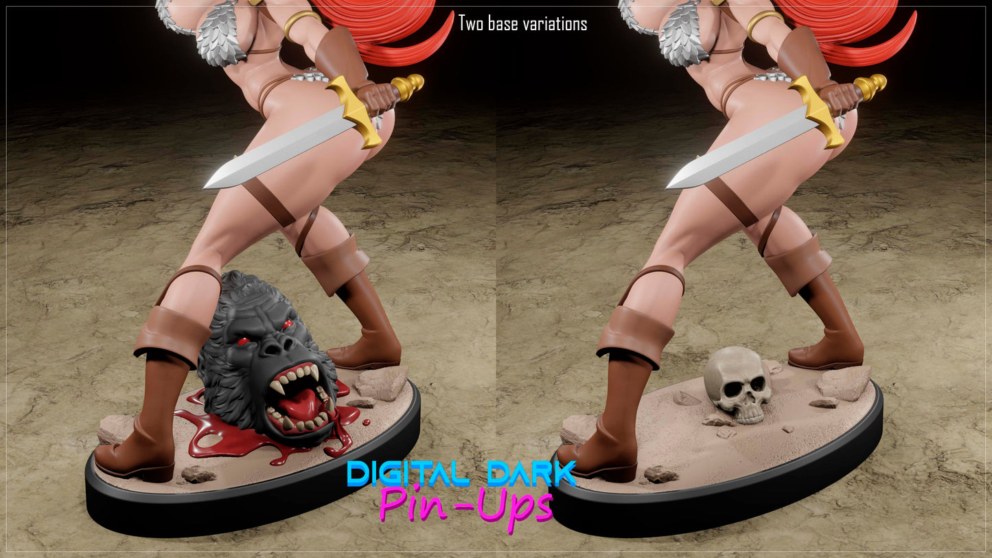 Red Sonja (ADULT Including FUTA editions now available) - Fan Created Art and Sculpture - Female Adult Figurine for collecting, painting and showing off! Digital Dark Pinup