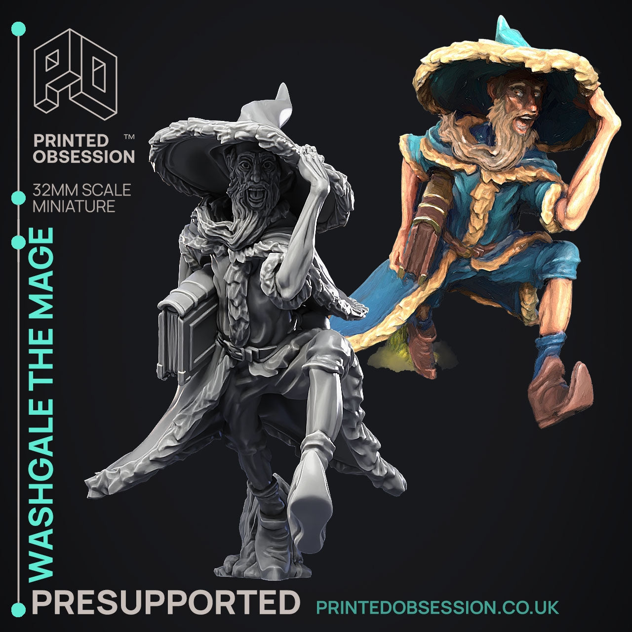 Washgale the Mage - The Discus World - The Printed Obsession - Table-top mini, 3D Printed Collectable for painting and playing!