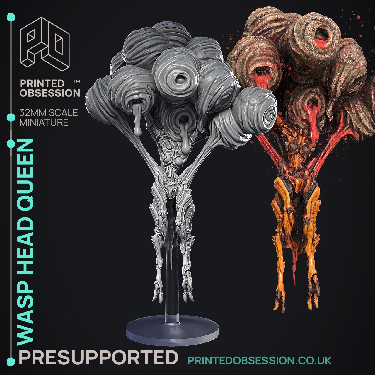 Wasp Head Queen - The Dark Wood Cryptids - The Printed Obsession - Table-top mini, 3D Printed Collectable for painting and playing!