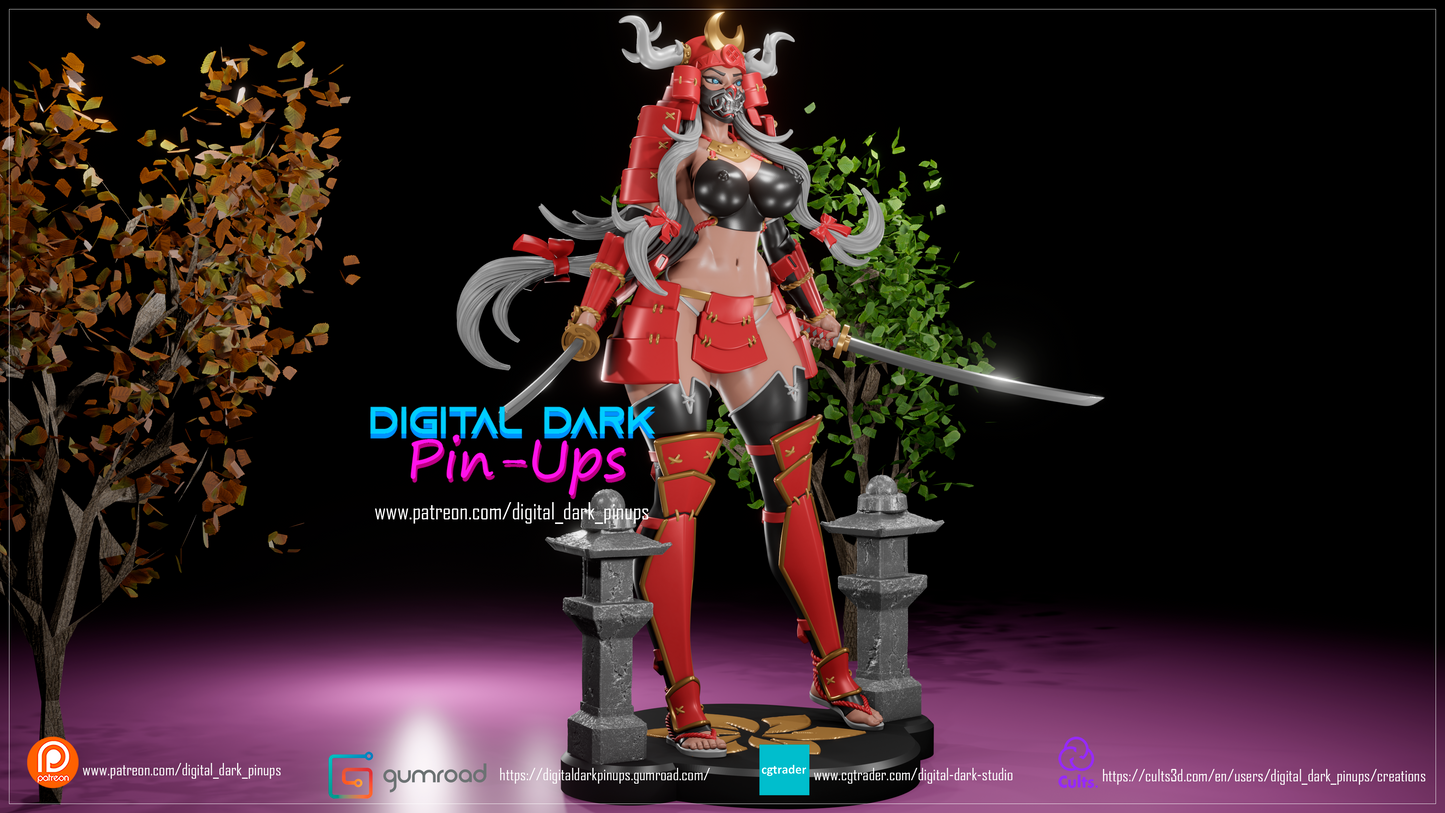 Samurai Lady Warrior - Female Adult FUTA editions are now available for all ADULT figures and kits. Figurine for collecting, painting and showing off! Digital Dark Pinup Classic