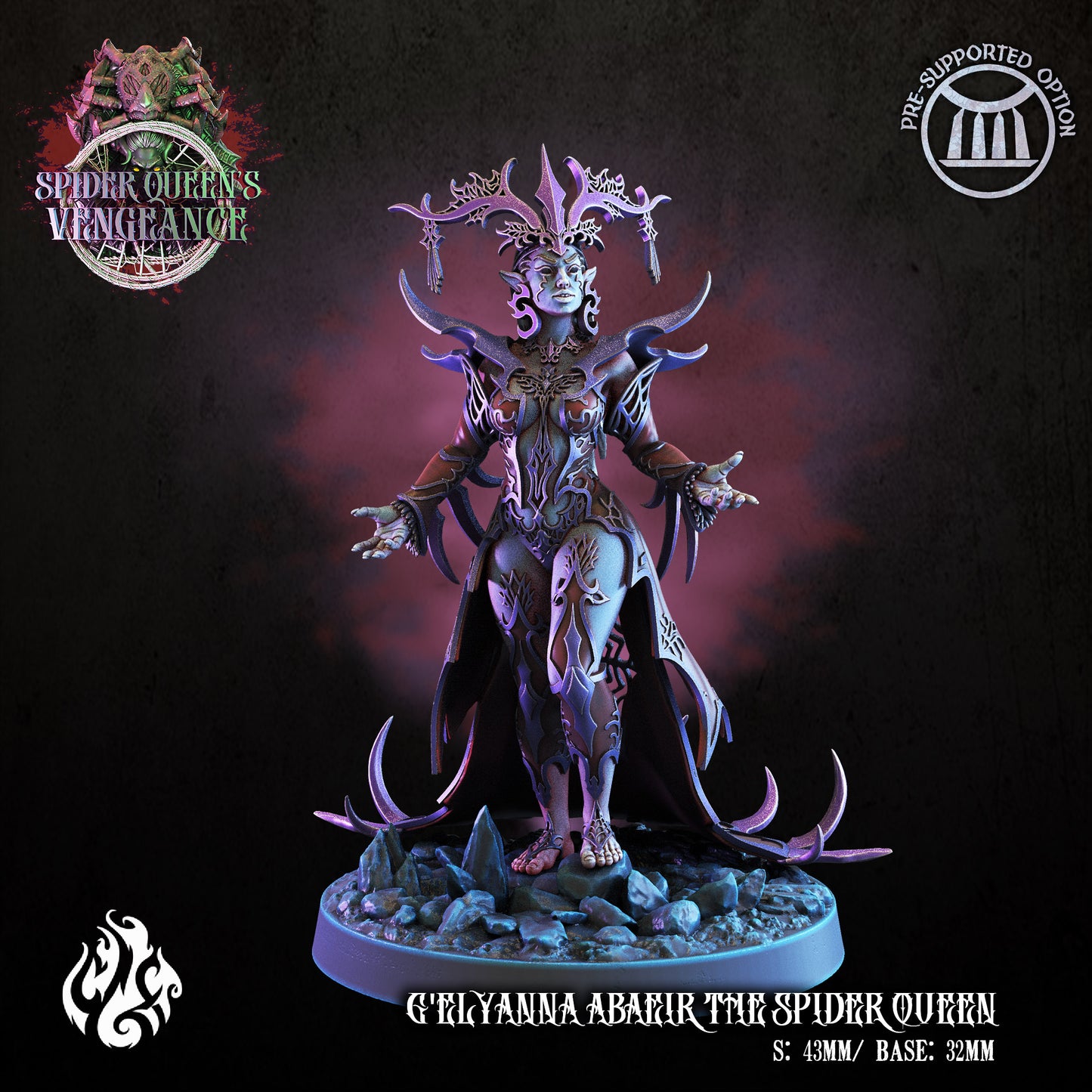 G'elyanna Abaeir the Spider Queen Spider Queen's Vengeance Series from Crippled God Foundry - Table-top gaming mini and collectable for painting.