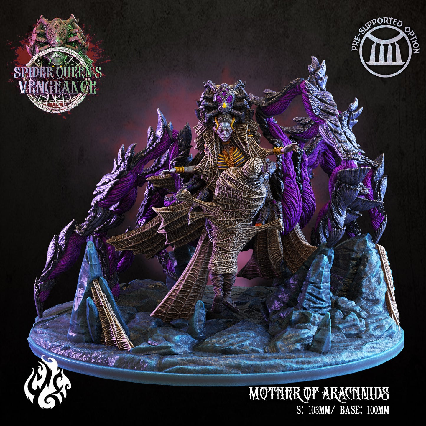 Mother of Arachnids the Spider Queen Spider Queen's Vengeance Series from Crippled God Foundry - Table-top gaming mini and collectable for painting.