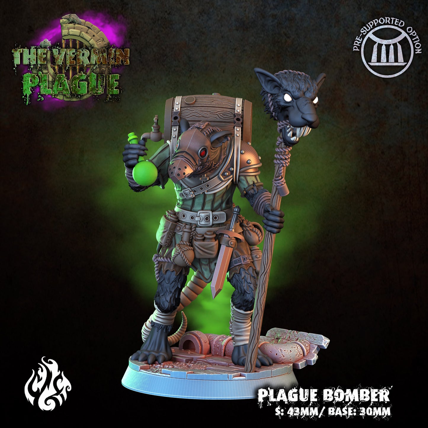 Plague Bomber The Vermin Plague Series from Crippled God Foundry - Table-top gaming mini and collectable for painting.