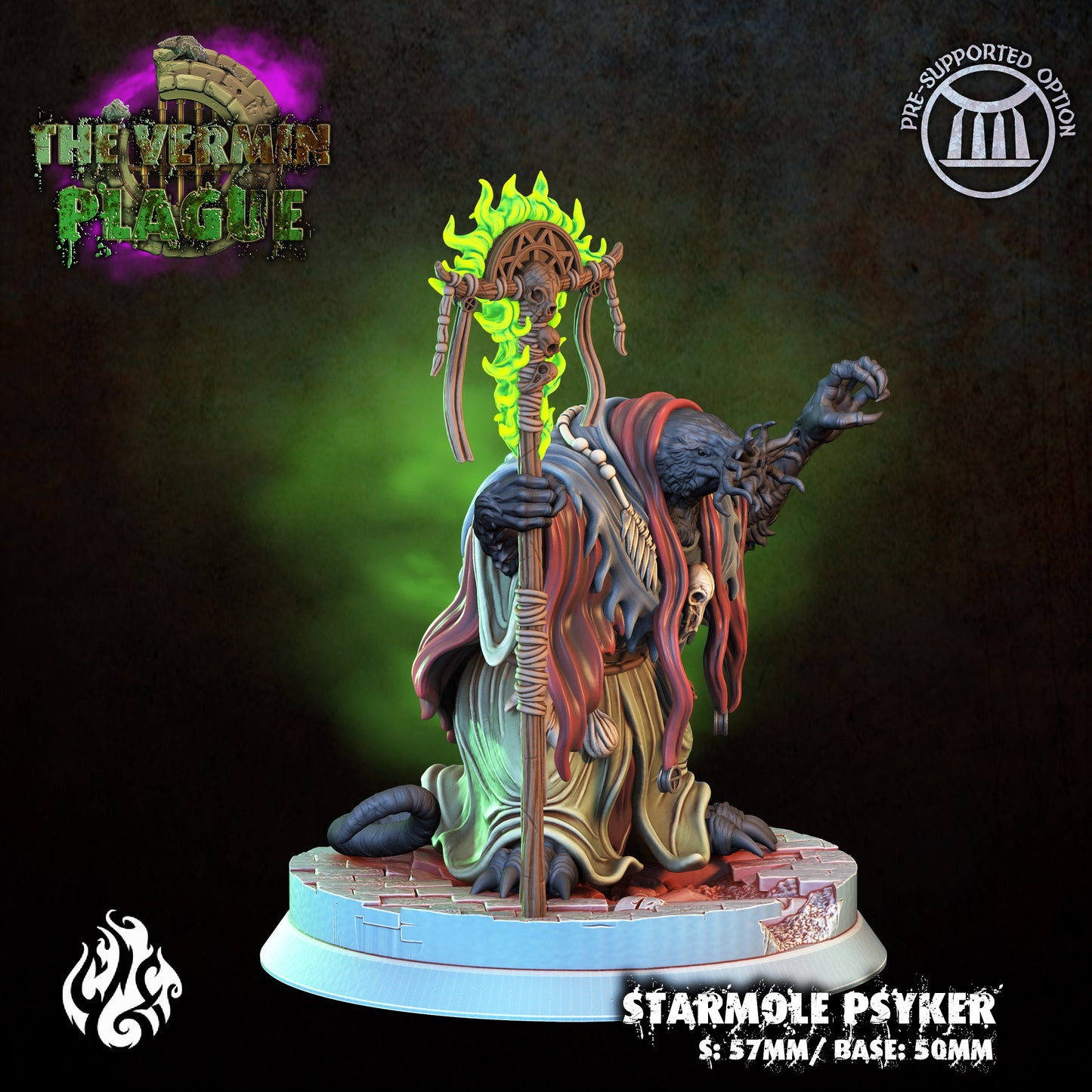 Starmole Psyker The Vermin Plague Series from Crippled God Foundry - Table-top gaming mini and collectable for painting.