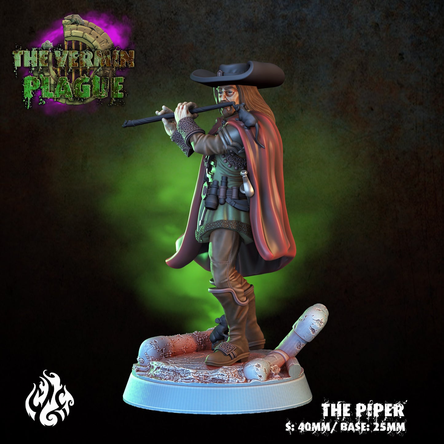 The Piper The Vermin Plague Series from Crippled God Foundry - Table-top gaming mini and collectable for painting.