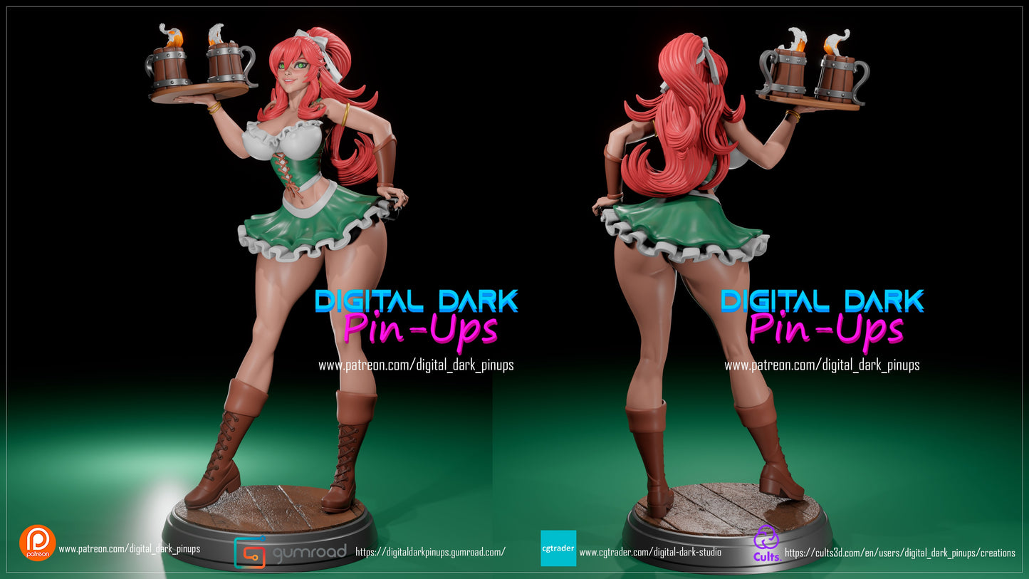 The Barmaid - Female FUTA editions are now available for all ADULT figures and kits. | Adult Figurine for collecting, painting and showing off! Digital Dark Pinup Classic