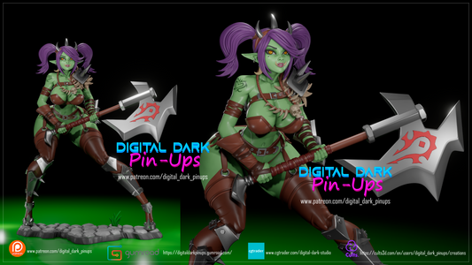 Orc female from World of Warcraft - Female FUTA editions are now available for all ADULT figures Figurine for collecting, painting and showing off! Digital Dark Pinup Classic