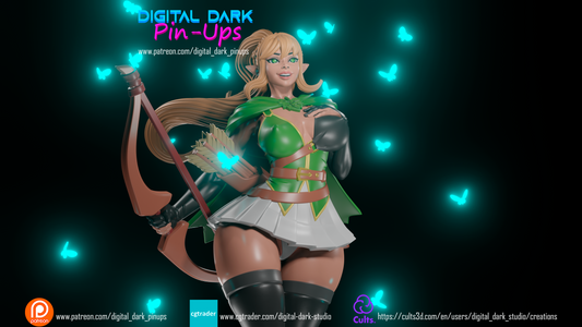 Elf Ranger - Female FUTA editions are now available for all ADULT figures Figurine for collecting, painting and showing off! Digital Dark Pinup Classic