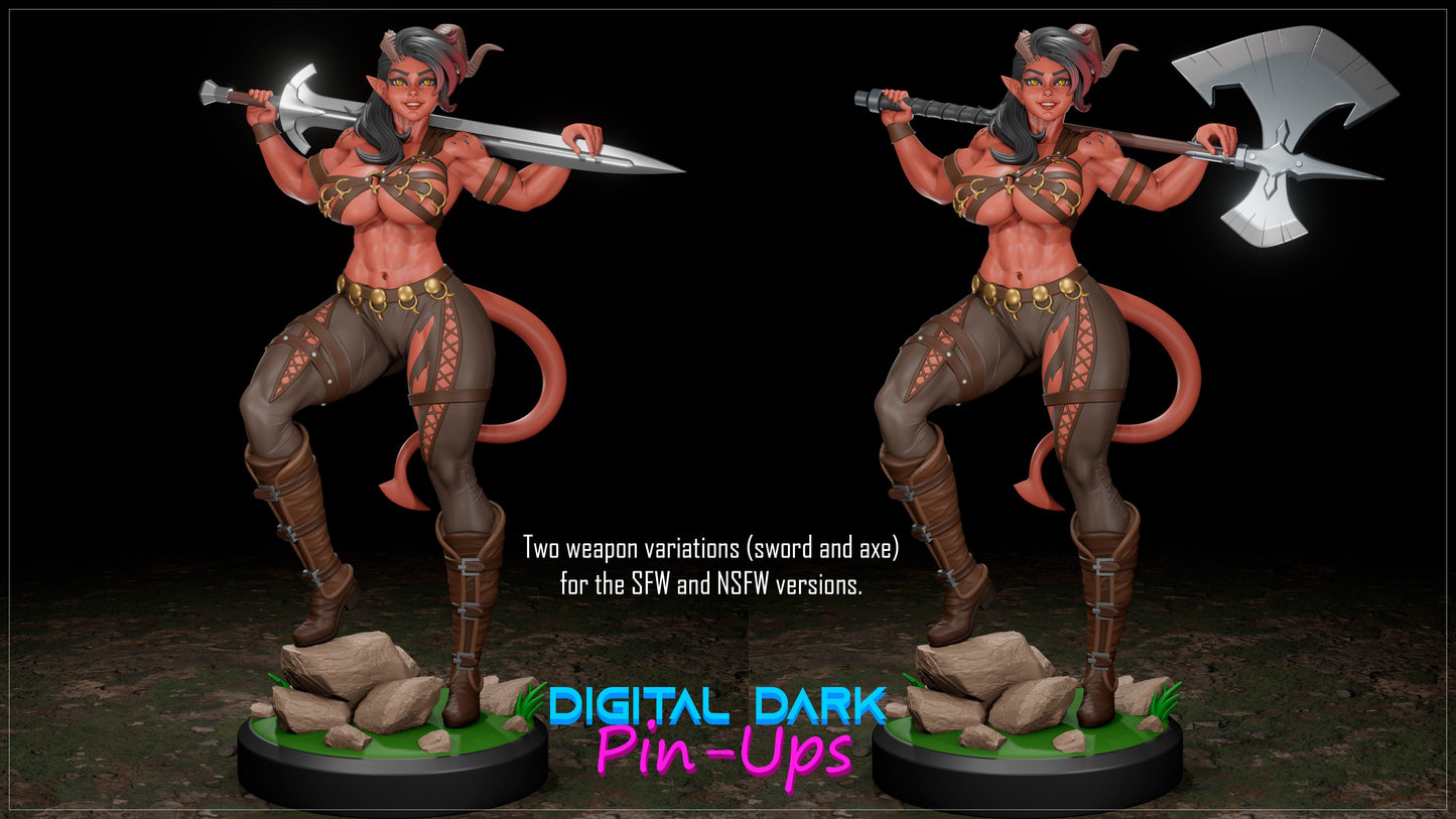 Karlach Fury of Avernus  : Baldur's Gate III : Forgotten Realms (ADULT) - Fan Created Art and Sculpture - Female Adult Figurine for collecting, painting and showing off! Digital Dark Pinup December 2023 RELEASE