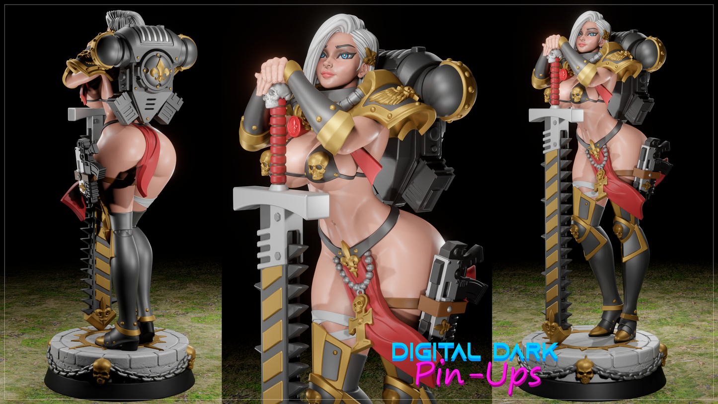 Adeptus Sororitas The Battle Sister (fan art) (ADULT) - Warhammer 40k Fan art - Female Adult Figurine for collecting, painting and showing off! Digital Dark Pinup SEPTEMBER 2023 RELEASE