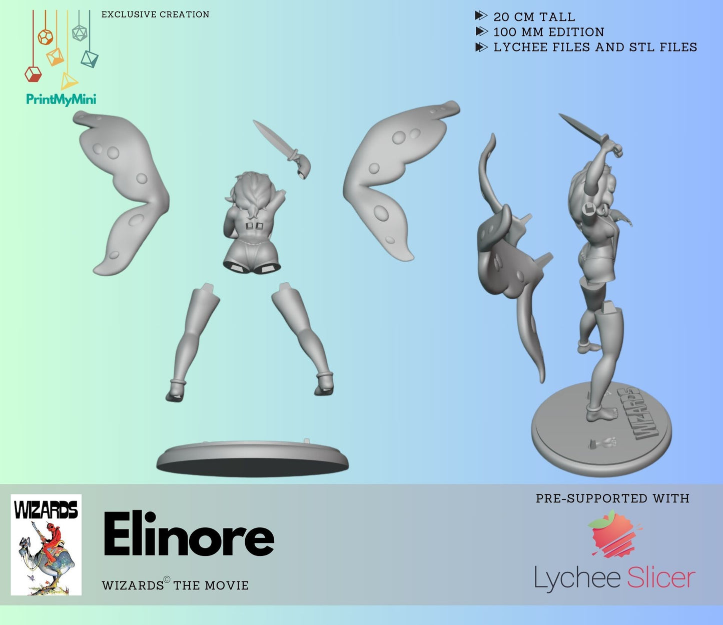 Elinore from Wizards (tm) - Figures for adults to collect and paint! (DIGITAL 3D PRINTING EDITION)